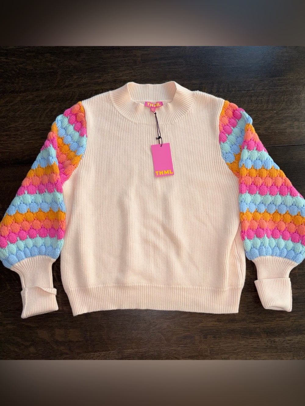 Anthropologie THML Rainbow Bubble Bliss Multicolored Sweater Sz M NWT